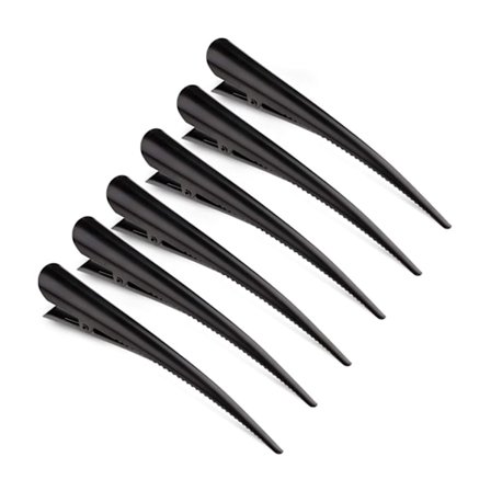 20 Stk. Tandede Andenæbs Hårklemmer - Skridsikre Hårklemmer - Metal Alligator Clips til Hårstyling - Partition Clip Andenæbs Hårklemmer (Sort)