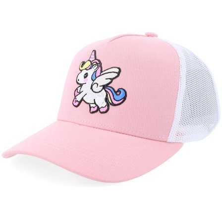 Unicorns - Pink trucker Kasket - Kids Unicorn Patch Light Pink/White A-frame Trucker @ Hatstore