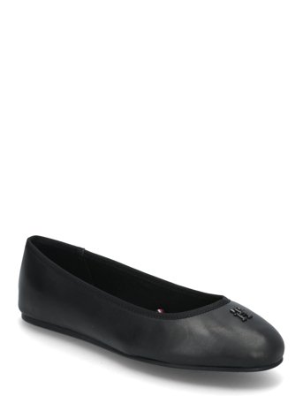 Th Hardware Leather Ballerina Black Tommy Hilfiger