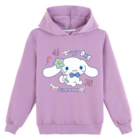 Barn Jente Cinnamoroll Trykket Genser Hoodie Hettegenser Langarmet Topp Lilla V