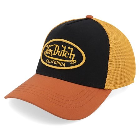 Von Dutch - Embroidery Orange/Black A-Frame Trucker Trucker Black Cap - @ Hatstore