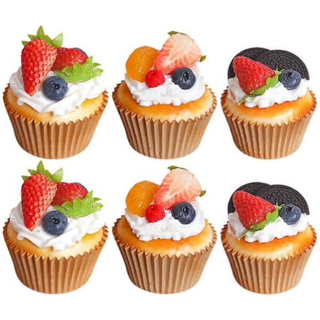 6 stk Realistiske Muffin Kunstig Muffin Simulering Kake Faux Falsk Mat Modell for Foto