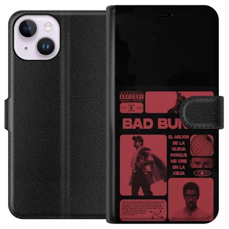 Kompatibel Tegnebogsetui til Apple iPhone 15 Bad Bunny NFL-inspireret skjoldlogo med amerikansk fodbold og stjerner