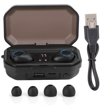Trådlösa öronsnäckor Bluetooth 5.0 TWS Stereo Hörlurar Headset Öronsnäcka med LED Digital Display Touch ControlM12 Svart