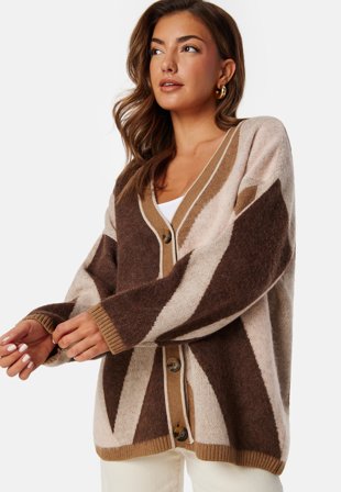 GANT Letterprint Intarsia Cardigan Roasted Walnut Klær
