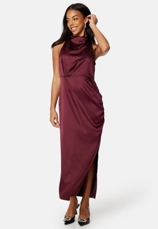 VILA Ellie S/L Midi Wrinkle Dress Burgundy Klær