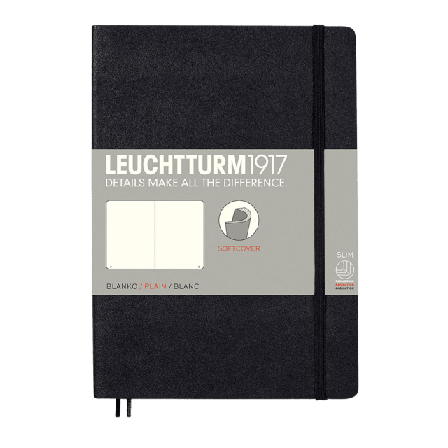 Leuchtturm1917 Anteckningsbok A5 Olinjerad Mjuk Pärm Kontor & papper Svart