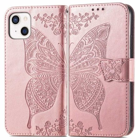 iPhone 13 Lompakkokotelo PU-nahkaa 4-POCKET Motif Butterfly