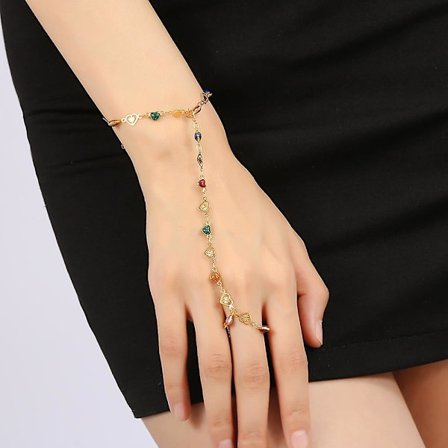 Vintage Bohemian Enkel Fingerkedja Armband