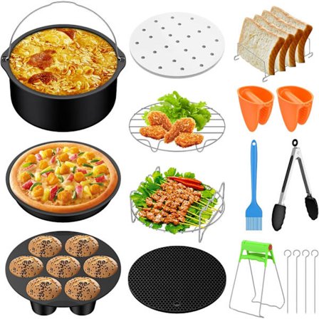 7 tuuman 17 osainen Power Round Air Fryer -tarvikkeet 5,5L Fritös-tarvikkeet sopivat 3,2L-8,1L