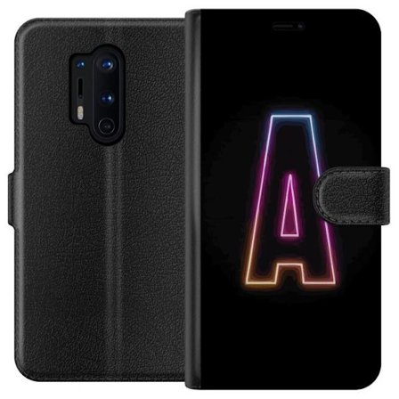 Yhteensopiva Lompakkokotelo OnePlus OnePlus 8 Pro Minimalistinen neonkirjain A sateenkaarenvärisessä valossa mustaa taustaa vasten modernissa typogr