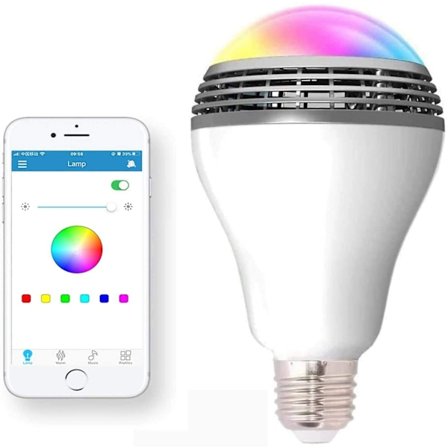 Bluetooth Lyspære Høyttaler, Trådløs E27 Smart LED Lyspære Lampe Belysning med RGB Fargeendring / Musikkspiller / Smartphone App Styrt