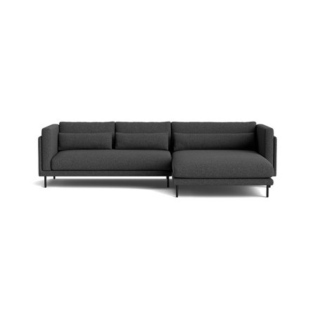 Bali chaiselong sofa, højrevendt - Hygge Mørkegrå - 295x170x76cm - Komfortabel sofa med chaiselong og slidstærkt møbelstof i mørkegrå farve