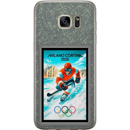Kompatibel Mobilcover til Samsung Galaxy S7 edge Curling illustration med spillere og sten på isen, Milano Cortina 2026, snedækkede stænk og olympi