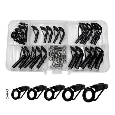 35 stk. Fiskestangsreparationssæt Ringe Slidstærke keramiske styrringe Stangøje Fiskestangsguider Alconitringe Sæt