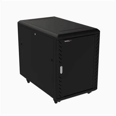 StarTech 15U 19" Server Rack Cabinet, 4 Post Adjustable Depth (6-32") Locking Knock Down Network/Computer Equipment Enclosure, Mobile with Glass Door
