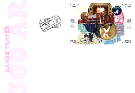 Danmark 2022 - 300-året for dansk teater - Førstedagskuvert med frimærker