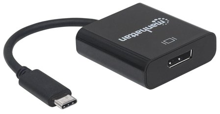 Manhattan USB-C 3.1 to DisplayPort DP M/F adapter converter 1080p 4K black