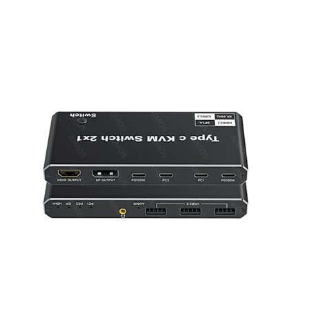 INF 2 ind 1 ud USB-C KVM-switch 8K@60Hz 4K@120Hz 2-ports USB-C-switch