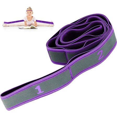 Yogarem, strækrem med spænder for fleksibilitet, multi-spænde strækrem til kvinder yoga, dancetræning og fysioterapi, lilla