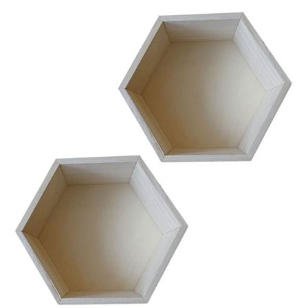 2 hexagonale hylder i træ 39 x 34 x 10 cm