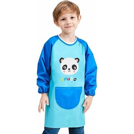Barnmålningsförkläde Vattentätt Långärmad med Fickor Konstnärs Målningsförkläde för Barn 8-12 År Blå,T-Audace