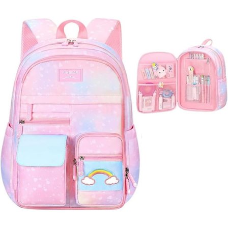 Skolväska Ryggsäck för Flickor, Vattentät, Kawaii Ryggsäck med Reflexband, för Barn och Tonårsflickor