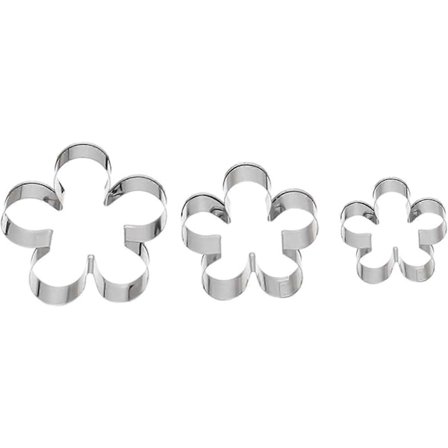 Rosebladform Kakeutstikkersett i Rustfritt Stål, 3 stk Roseblomstform DIY Kjeks Bakverk Fondantform Kakedekorasjon