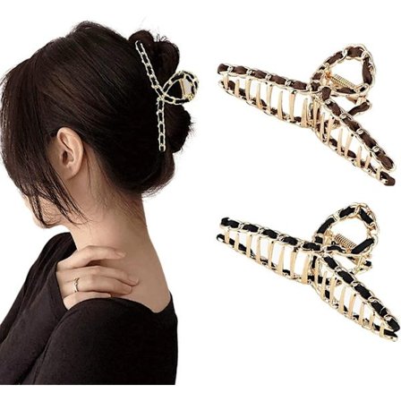 2 st Metallhårklämma Stora Klämmor Vuxna Kvinnors Tillbehör Krabba Tjocka Klor Hårklämma Stor Hårklämma Flicka Svart + Brun