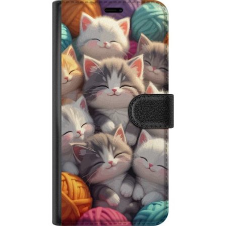 Kompatibel Tegnebogsetui til Xiaomi 15 Søde sovende killinger tæt sammen blandt farverige garnnøgler i blød legesyg stil