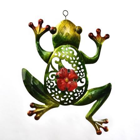 Metalliset sammakon seinäkoristeet Ulkona koristeellinen ripustettava lasiveistos fo