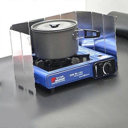 Foldbar Gas Komfur 8 Plader Vindskærm Campingudstyr