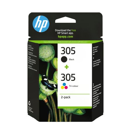 HP 305 - 2-pack - svart, farge (cyan, magenta, gul) - original - blekkpatron