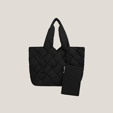 Vävd nylon vadderad väska Stor kapacitet dun Quiltad axelväska