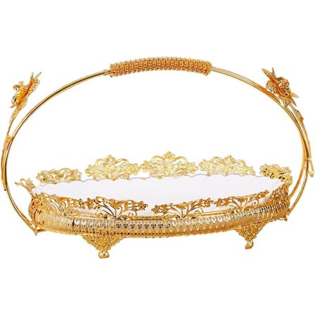 Elegant Fruktlagerkurv Serveringsbrett Snacks Displaybrett Metall For Fester Hjem