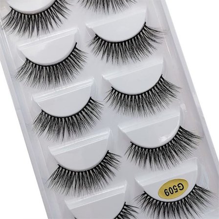 5 par falske øjenvipper - 3D faux mink - G509