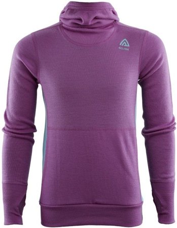 Aclima Kids WarmWool Hood Sweater Sunset Purple / Reef Waters