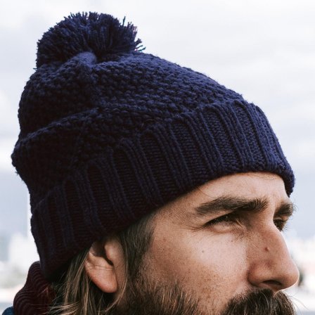 Gorro de lana de merino azul marino Karl para hombres - Gorros de punto