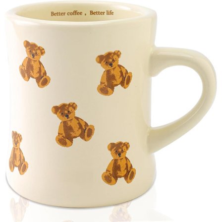 Søt retro tegneseriebjørn-krus, keramisk kaffekopp/vannkopp - en unik gave til kvinner og jenter.