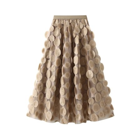 Dame Tulle Midi Nederdel 3D Polka Dot Mesh Nederdel A-Linje