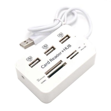 7 i 1 USB 2.0 HUB Kortläsare Combo Höghastighets Extern Minneskortläsare Surfplatta Laddning Utökning