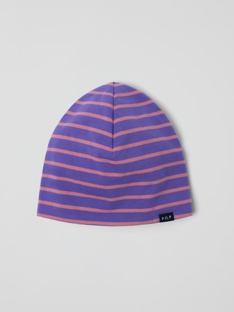 Polarn O. Pyret - Jersey beanie fleece lining striped - 48 - 50 - Childrenswear - purple