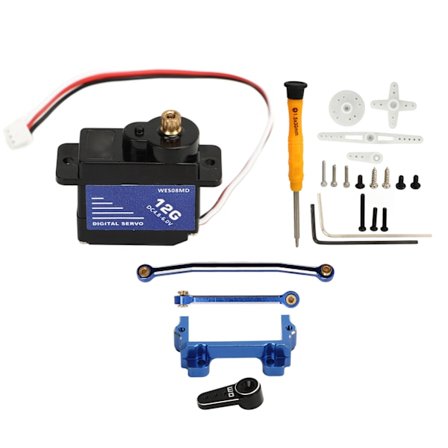 RC-styreservosett, metallservofäste, servohållare, styrlänk, RC-bilservo för FMS FCX24 1/24 RC-bil, blå