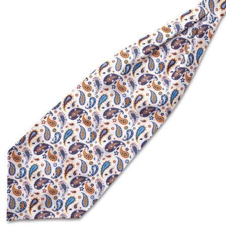 Virtuo | Ascot in seta con motivo paisley avorio per uomini - Cravatte ascot/Plastron