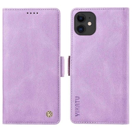 YIKATU YK-005 PU Lær Flip Cover for iPhone 11, Lommebok Stativ Hudvennlig Telefondeksel