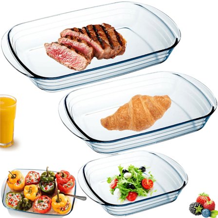 Transparent Rektangulær Glasform til Ovn på 28 cm