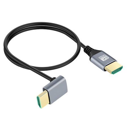 Ultra tunn HDTV HDMI 2.1 hane till hane kabel 8K 4K Hyper Super flexibel tunn sladd 90 graders nedåt vinklad typ-A för dator HDTV 50cm