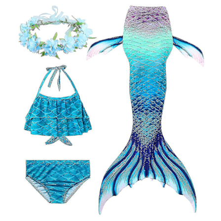 Lasten tyttöjen merenneitopyrstö bikinit Set uimapuku uimapuku uima-asu Sisältää Garland Headband -JRZD