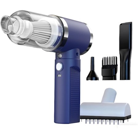 Bærbar blå bilstøvsuger, højeffekt bilstøvsuger, håndholdt støvsuger til husholdningsbrug, 30 minutters batterilevetid, bærbar trådløs støvsuger