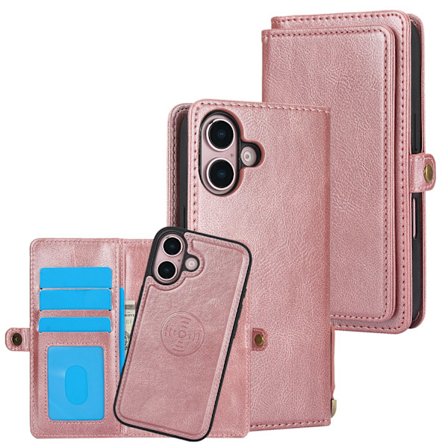 iPhone 16 - 2-i-1 Plånboksfodral med Lyxig Kvalitet och Praktisk Design!